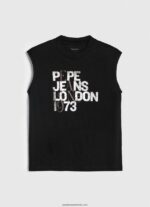 tricou cu logo cu mâneci pentru armhole femei Pepe Jeans negru 6Z0R46419 - imagine 5