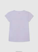 tricou cu logo cu sclipici fată Pepe Jeans alb 6Z0R461458 - imagine 2