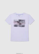tricou cu logo cu sclipici fată Pepe Jeans alb 6Z0R461458 - imagine 3
