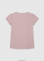 tricou cu logo cu sclipici fată Pepe Jeans roz moale 6Z0R461464 - imagine 2
