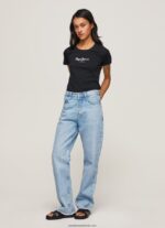tricou cu logo de bază femei Pepe Jeans negru 6Z0R46400 - imagine 3