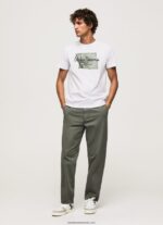tricou cu logo din bumbac bărbați Pepe Jeans alb 6Z0R46938 - imagine 2