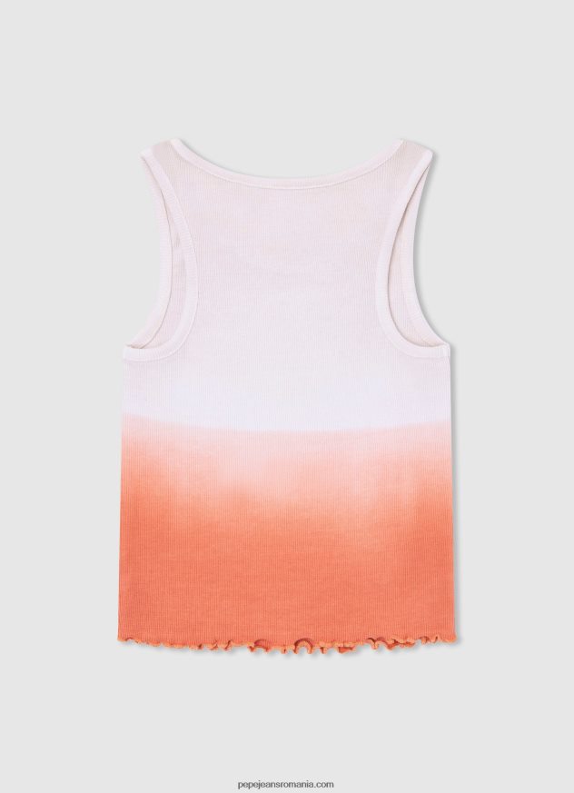 tricou cu mânecă cu armhole color block fată Pepe Jeans piersică 6Z0R461476 - imagine 2