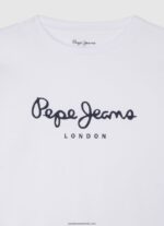 tricou cu mânecă lungă cu logo în față băiat Pepe Jeans alb 6Z0R461619 - imagine 3