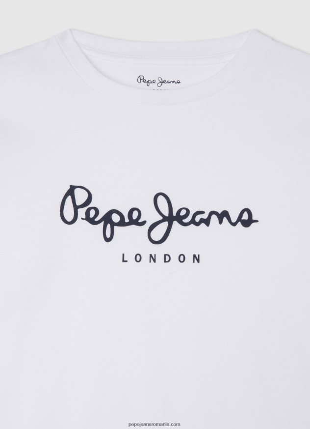 tricou cu mânecă lungă cu logo în față băiat Pepe Jeans alb 6Z0R461619 - imagine 3
