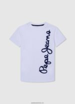 tricou cu mânecă lungă cu logo în față băiat Pepe Jeans alb 6Z0R461619 - imagine 4