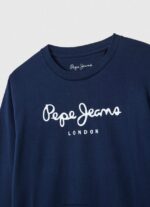 tricou cu mânecă lungă cu logo în față băiat Pepe Jeans marina 6Z0R461630 - imagine 2