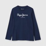 tricou cu mânecă lungă cu logo în față băiat Pepe Jeans marina 6Z0R461630