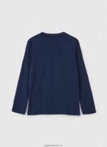 tricou cu mânecă lungă cu logo în față băiat Pepe Jeans marina 6Z0R461630 - imagine 3