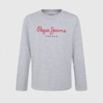 tricou cu mânecă lungă cu logo în față băiat Pepe Jeans marnă cenușie 6Z0R461631