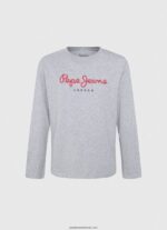 tricou cu mânecă lungă cu logo în față băiat Pepe Jeans marnă cenușie 6Z0R461631