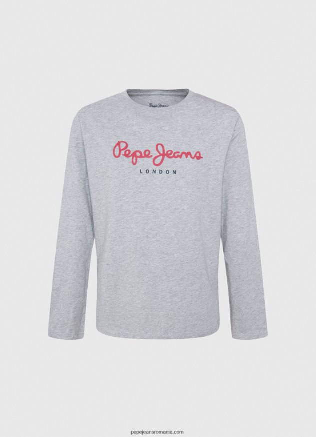 tricou cu mânecă lungă cu logo în față băiat Pepe Jeans marnă cenușie 6Z0R461631 - imagine 1
