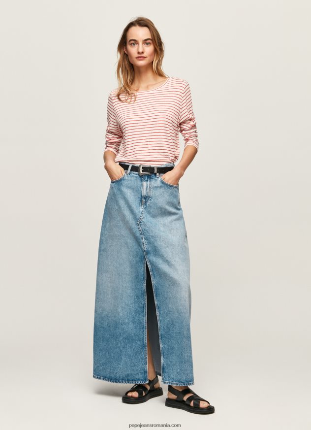 tricou cu mânecă lungă în dungi femei Pepe Jeans studio roșu 6Z0R46395 - imagine 2