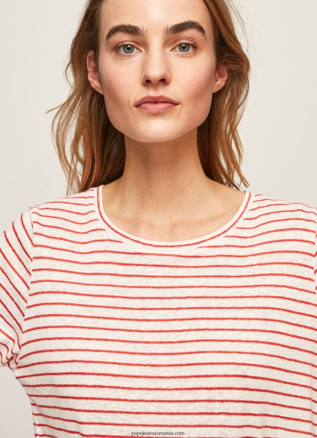 tricou cu mânecă lungă în dungi femei Pepe Jeans studio roșu 6Z0R46395 - imagine 3