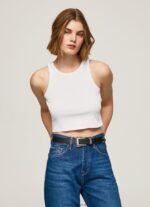 tricou cu mâneci cu mâneci striate femei Pepe Jeans alb 6Z0R46423