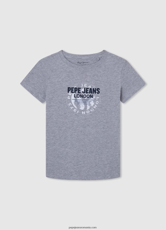 tricou cu steag și logo băiat Pepe Jeans marnă cenușie 6Z0R461635 - imagine 3