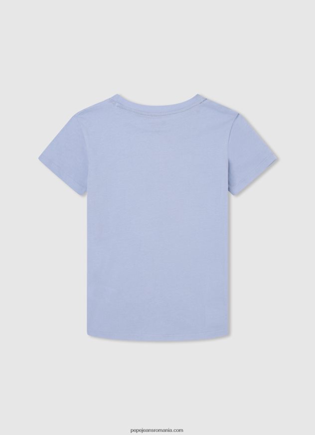 tricou de bază cu logo băiat Pepe Jeans albastru înălbitor 6Z0R461637 - imagine 2