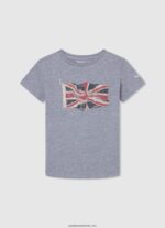tricou de bază cu logo băiat Pepe Jeans strălucire 6Z0R461636 - imagine 3
