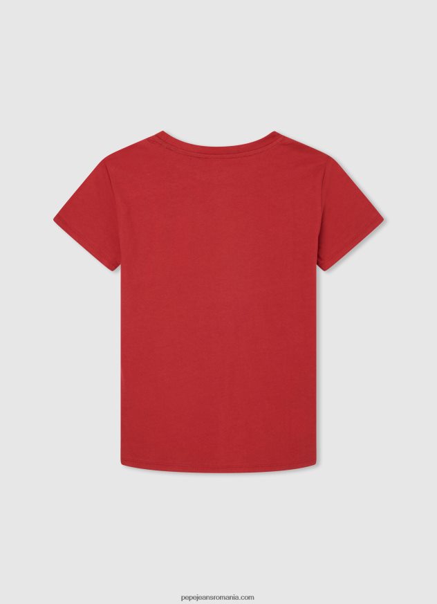 tricou de bază cu logo băiat Pepe Jeans studio roșu 6Z0R461625 - imagine 2