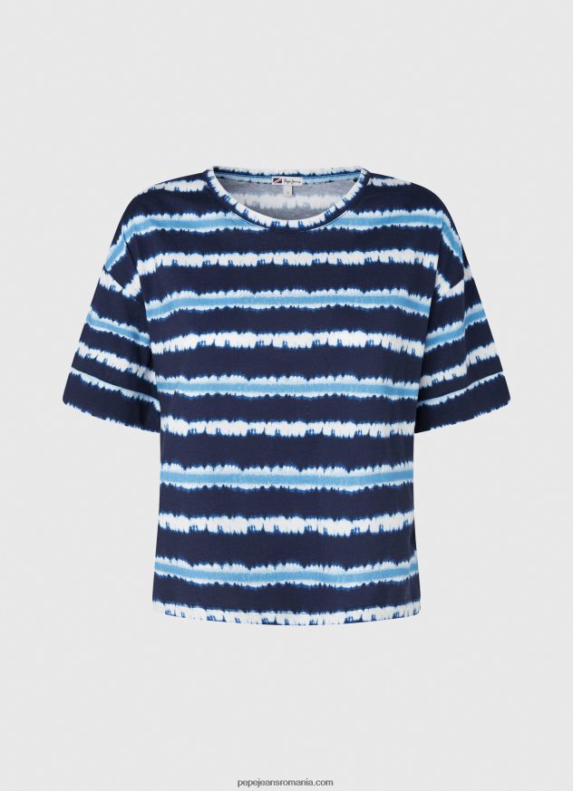tricou din bumbac cu dungi decolorate femei Pepe Jeans dulwich 6Z0R46413 - imagine 5