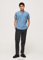 tricou din bumbac cu guler brut bărbați Pepe Jeans albastru deschis 6Z0R46965 - imagine 2