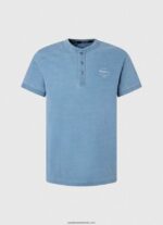 tricou din bumbac cu guler brut bărbați Pepe Jeans albastru deschis 6Z0R46965 - imagine 5