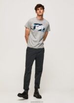tricou din bumbac cu imprimeu steag bărbați Pepe Jeans marnă cenușie 6Z0R46957 - imagine 2