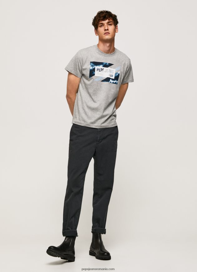 tricou din bumbac cu imprimeu steag bărbați Pepe Jeans marnă cenușie 6Z0R46957 - imagine 2