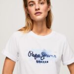 tricou din bumbac cu logo degradat femei Pepe Jeans alb 6Z0R46421