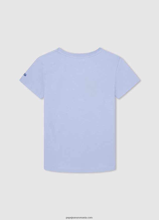 tricou din bumbac cu logo imprimat băiat Pepe Jeans albastru înălbitor 6Z0R461632 - imagine 2