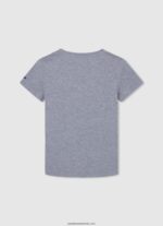 tricou din bumbac cu logo imprimat băiat Pepe Jeans marnă cenușie 6Z0R461634 - imagine 2