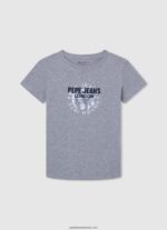 tricou din bumbac cu logo imprimat băiat Pepe Jeans marnă cenușie 6Z0R461634