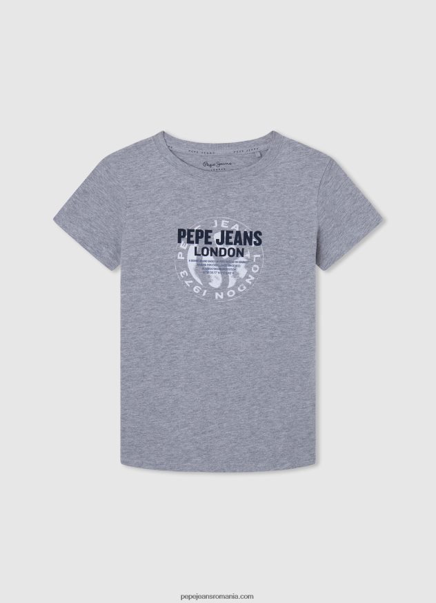 tricou din bumbac cu logo imprimat băiat Pepe Jeans marnă cenușie 6Z0R461634 - imagine 1