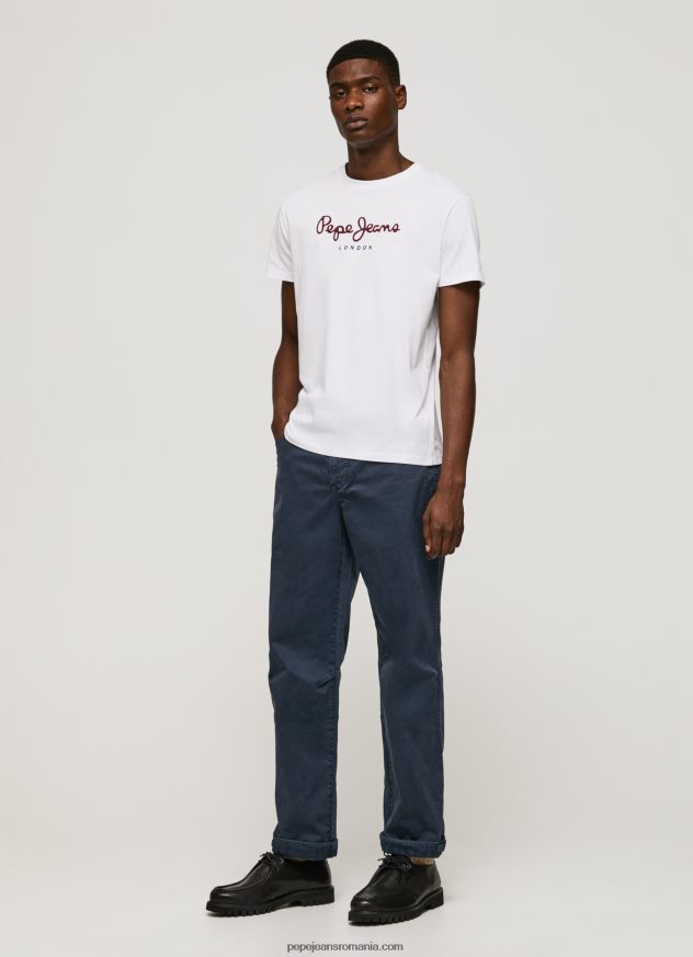 tricou din bumbac cu logo imprimat bărbați Pepe Jeans alb 6Z0R46998 - imagine 2