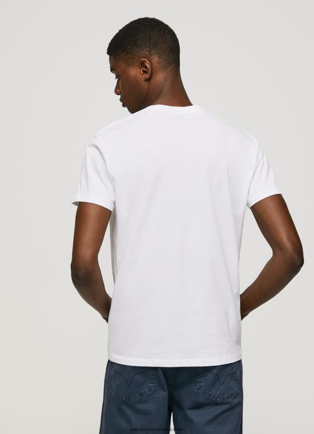 tricou din bumbac cu logo imprimat bărbați Pepe Jeans alb 6Z0R46998 - imagine 4