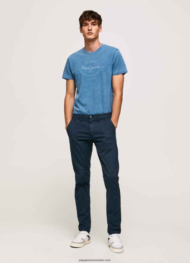 tricou din bumbac cu logo imprimat bărbați Pepe Jeans albastru deschis 6Z0R46967 - imagine 2