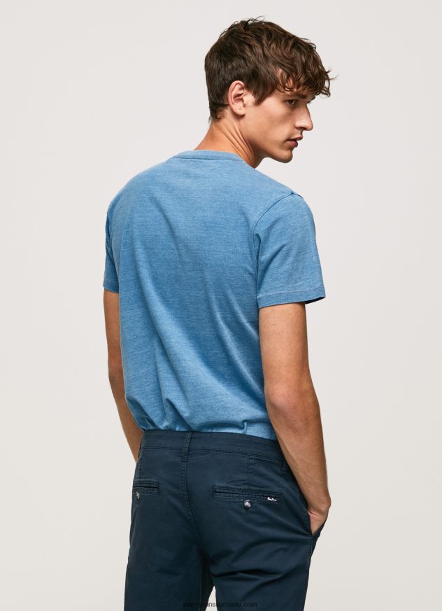 tricou din bumbac cu logo imprimat bărbați Pepe Jeans albastru deschis 6Z0R46967 - imagine 4