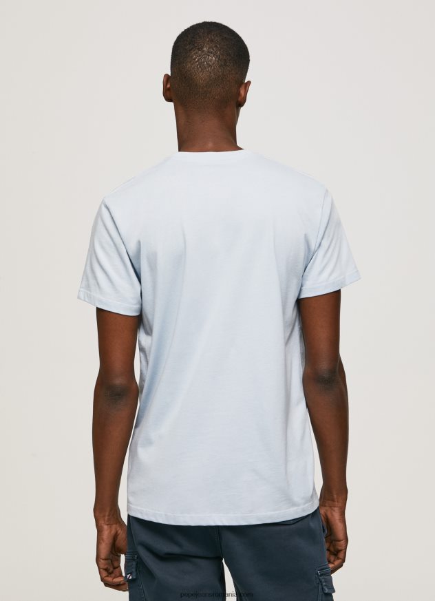 tricou din bumbac cu logo imprimat bărbați Pepe Jeans albastru înălbitor 6Z0R46933 - imagine 4