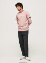tricou din bumbac cu logo imprimat bărbați Pepe Jeans înălbitor roz 6Z0R46917