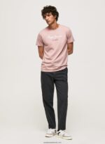 tricou din bumbac cu logo imprimat bărbați Pepe Jeans înălbitor roz 6Z0R46917 - imagine 5