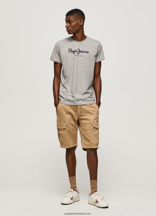 tricou din bumbac cu logo imprimat bărbați Pepe Jeans marnă cenușie 6Z0R461001 - imagine 2