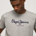 tricou din bumbac cu logo imprimat bărbați Pepe Jeans marnă cenușie 6Z0R461001