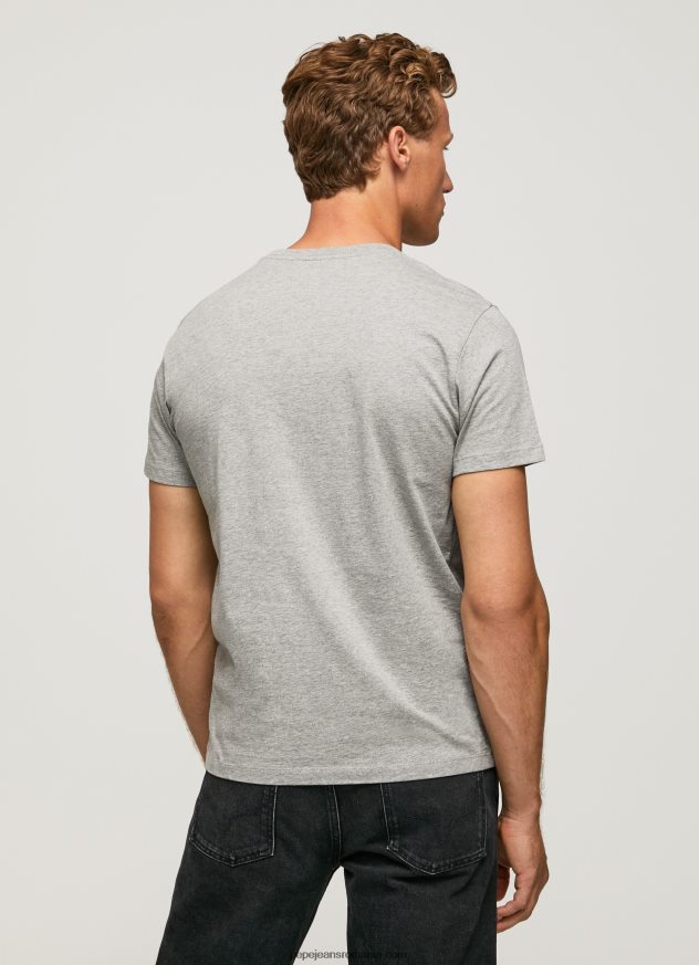 tricou din bumbac cu logo imprimat bărbați Pepe Jeans marnă cenușie 6Z0R461001 - imagine 4