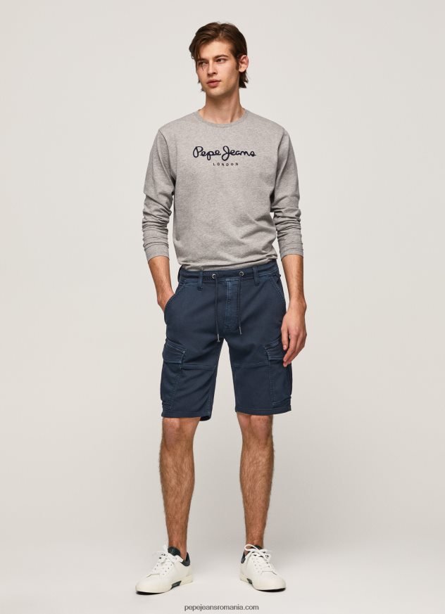 tricou din bumbac cu logo imprimat bărbați Pepe Jeans marnă cenușie 6Z0R461017 - imagine 2