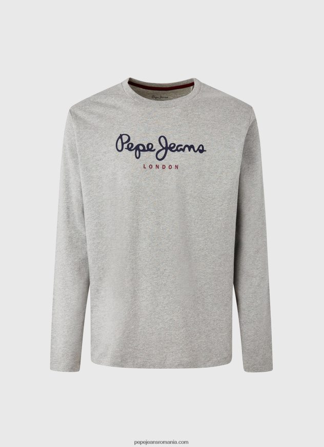 tricou din bumbac cu logo imprimat bărbați Pepe Jeans marnă cenușie 6Z0R461017 - imagine 4