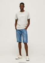 tricou din bumbac cu logo imprimat bărbați Pepe Jeans marnă gri deschis 6Z0R46918 - imagine 2