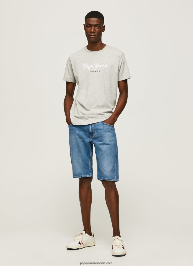 tricou din bumbac cu logo imprimat bărbați Pepe Jeans marnă gri deschis 6Z0R46918 - imagine 2