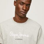 tricou din bumbac cu logo imprimat bărbați Pepe Jeans marnă gri deschis 6Z0R46918