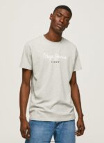 tricou din bumbac cu logo imprimat bărbați Pepe Jeans marnă gri deschis 6Z0R46918 - imagine 3