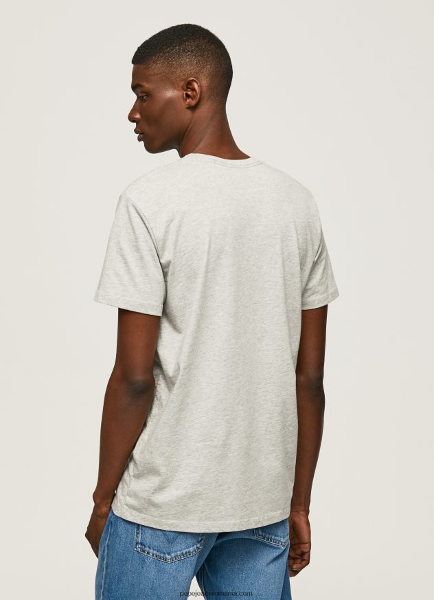tricou din bumbac cu logo imprimat bărbați Pepe Jeans marnă gri deschis 6Z0R46918 - imagine 4